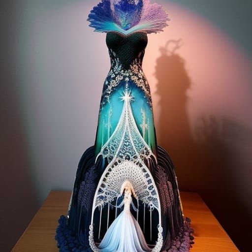 Baroque Fractal Lady: 3D Render in Art Nouveau Style