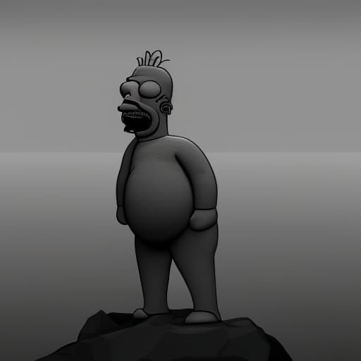 Homer Simpson in Grayscale 3D Height Map