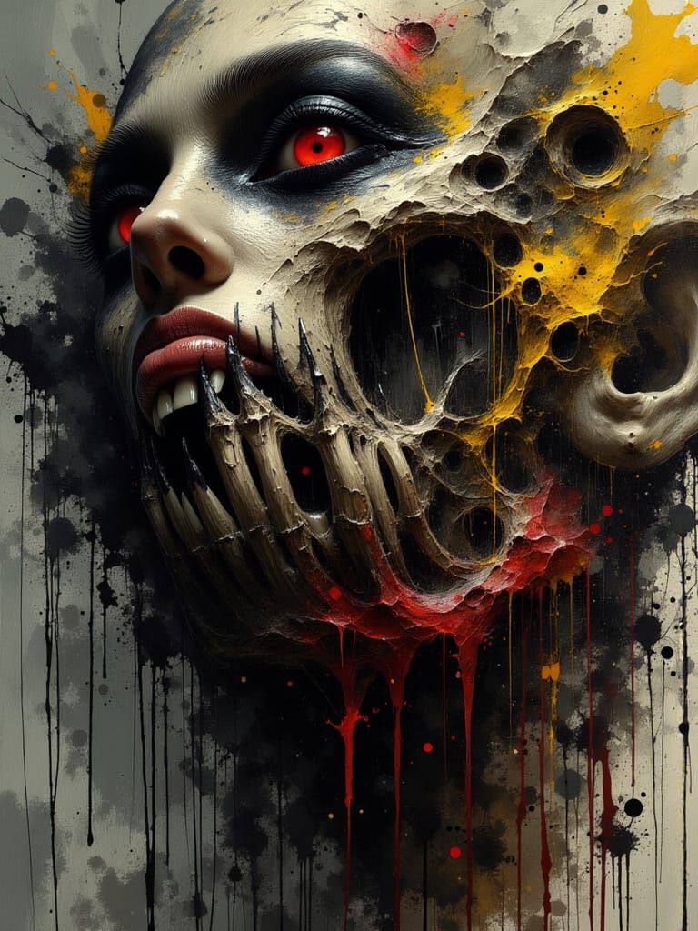 Nightmare Demon in Dark Biomechanical Surrealist Style