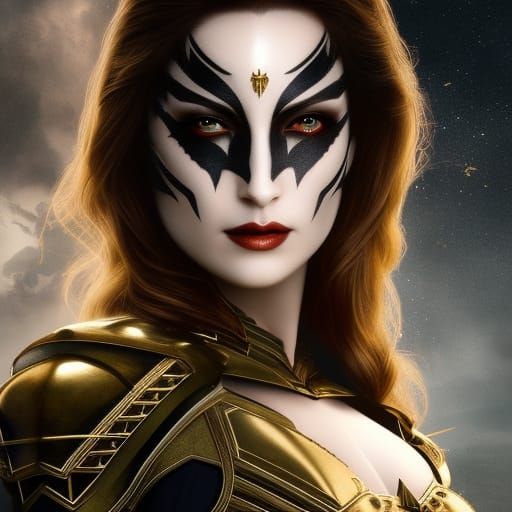 A beautiful medieval female vampire  warrior