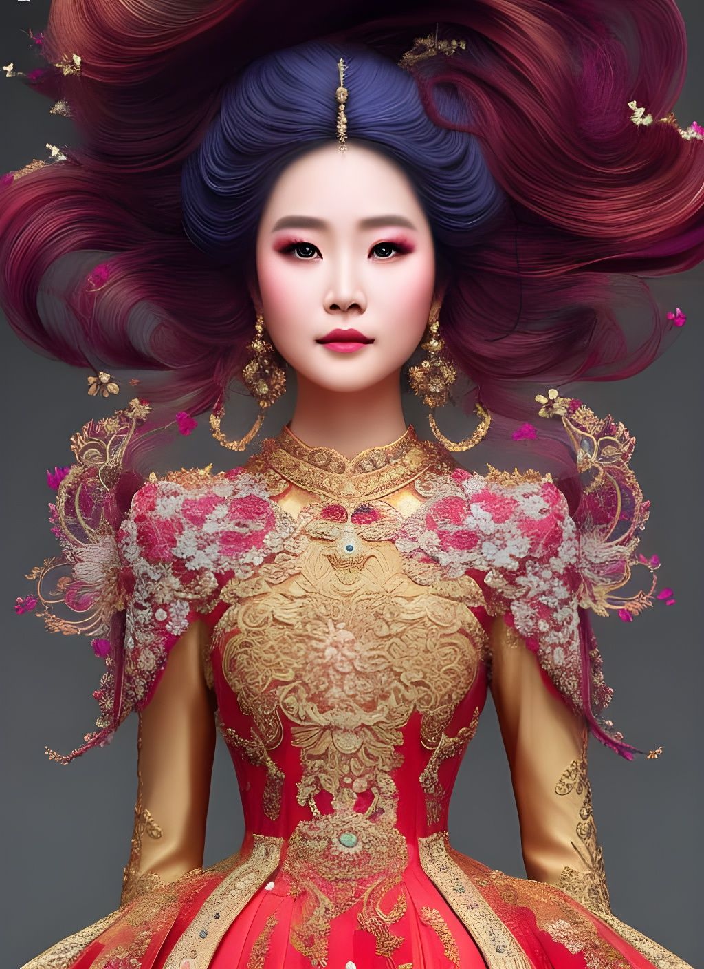 Ethereal Princess in Ao Dai: Hyperrealistic Digital Art