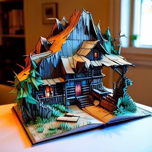3d Paper sculpture origami pop up book scene the last of us