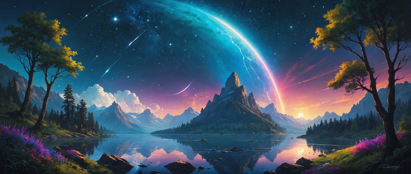 Ominous Starry Sky in Pointillism Style