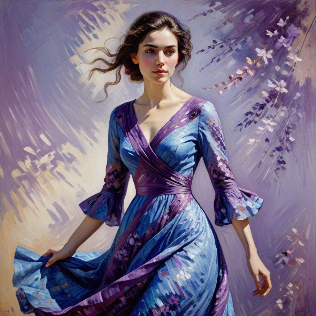 Ethereal Blue Dress Impressionist Masterpiece