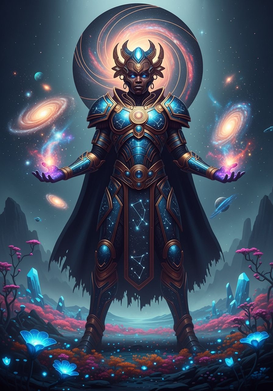 Afrofuturist Deity in Celestial Armor