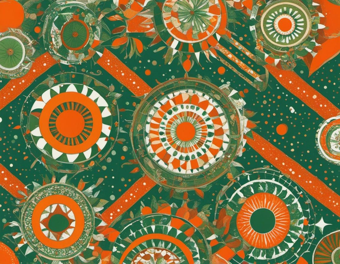 Psychedelic Atomic Tangerine Bunting in Bronze and Copper