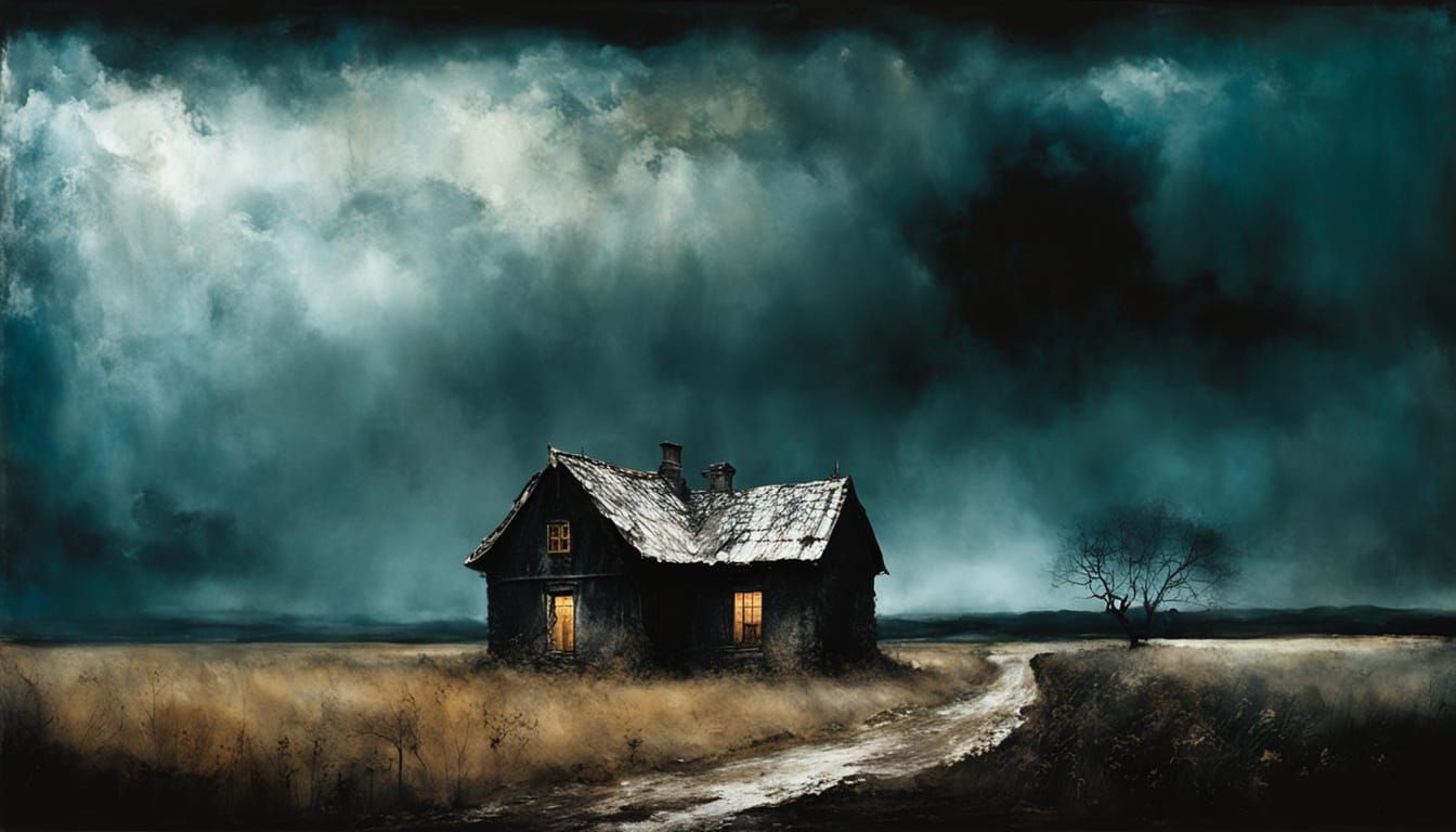 the dark house on the left