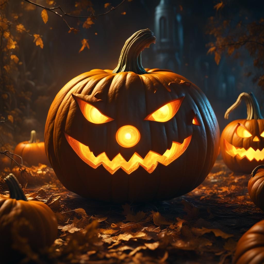 Glowing Eyed Pumpkin: Detailed Fantasy Concept Art