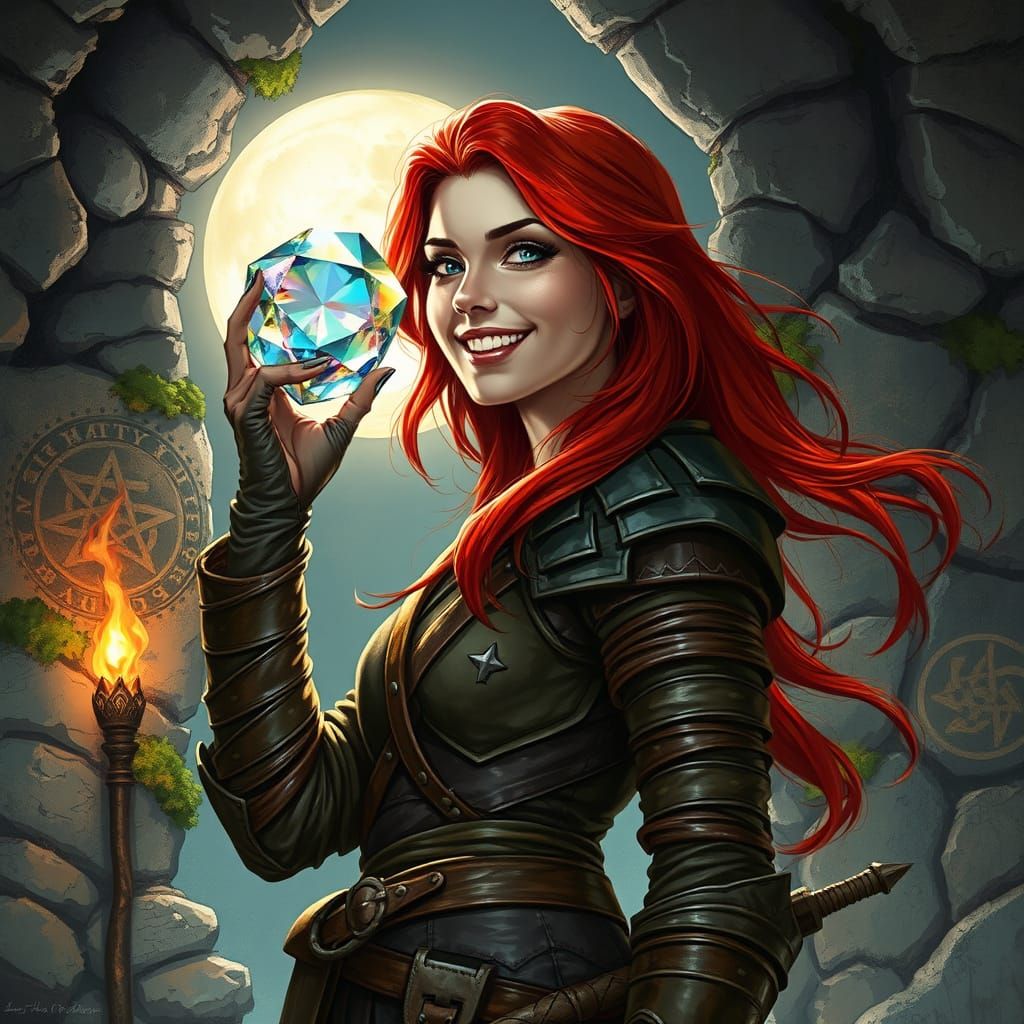 Female Rogue with Gem in Gritty Realism