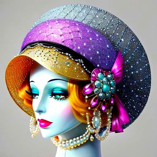 1920s Woman's Hat with Diamonds and Pearls