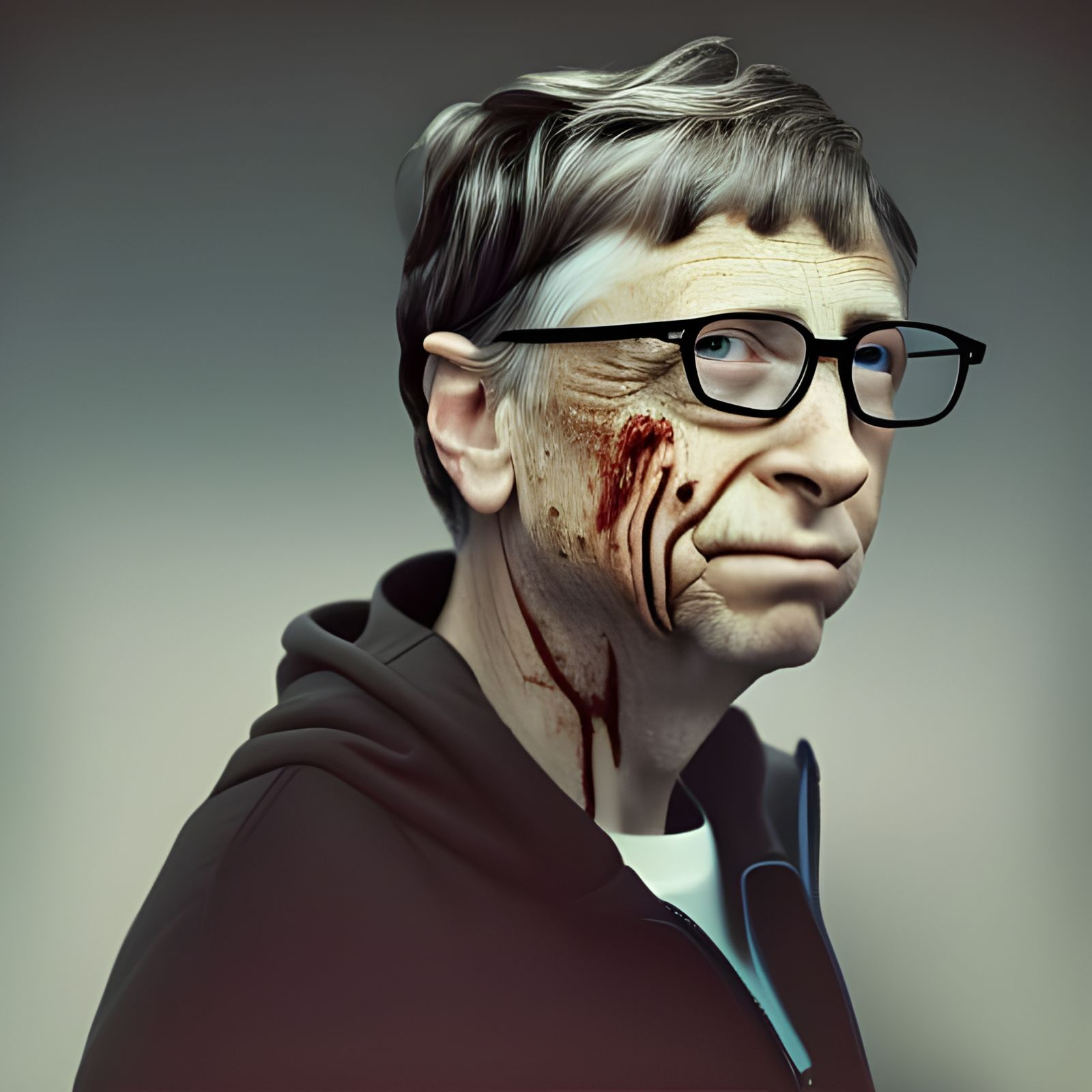 Bill Gates as Zombie: Portrait in Photographic Style