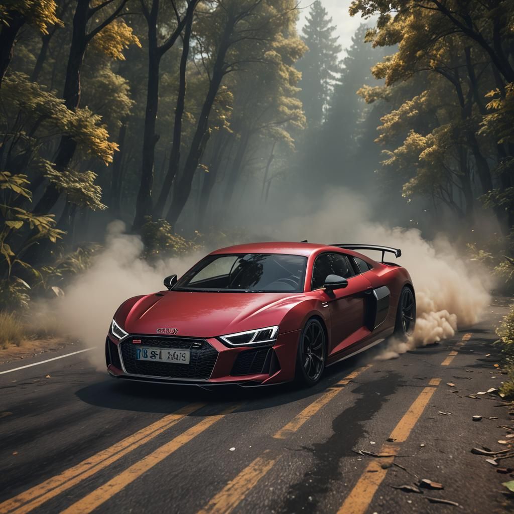 Cinematic Audi R8 Speeding, Detailed Matte Painting