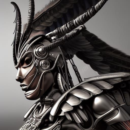 Aztec Alien Cyborg with Cybernetic Mask