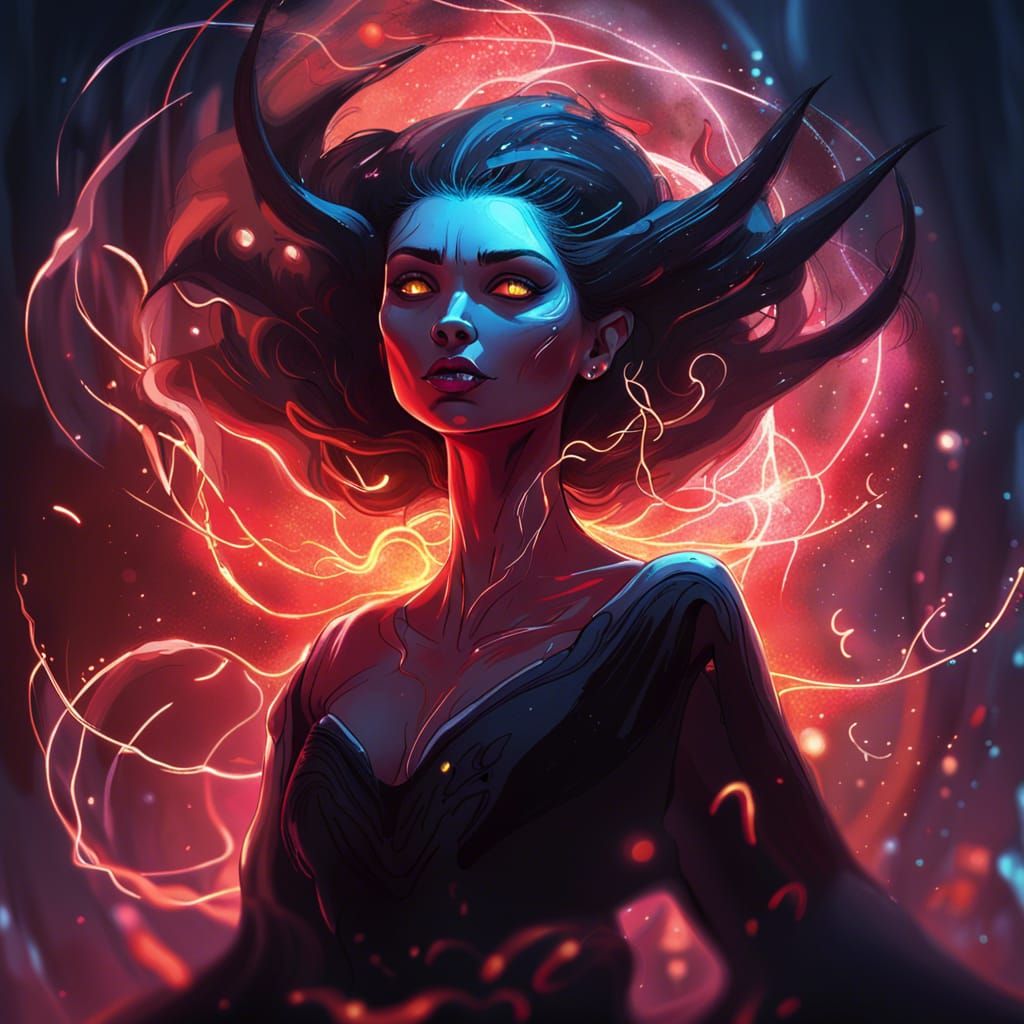Demonic Necromancer Portrait in Digital Art Style