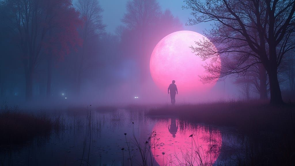 Pink Floyd Concert in Cosmic Marsh - Digital Art