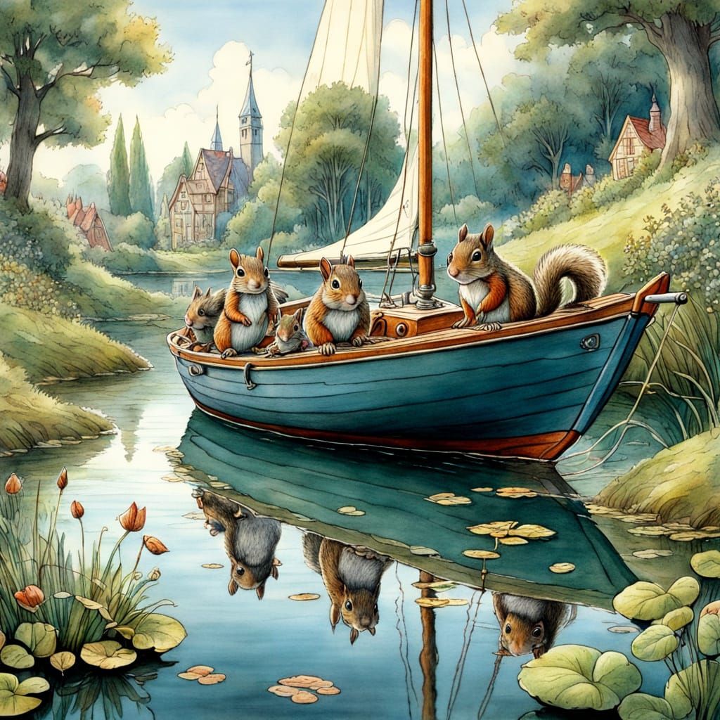 Squirrels on a Sailboat: Brambley Hedge Style