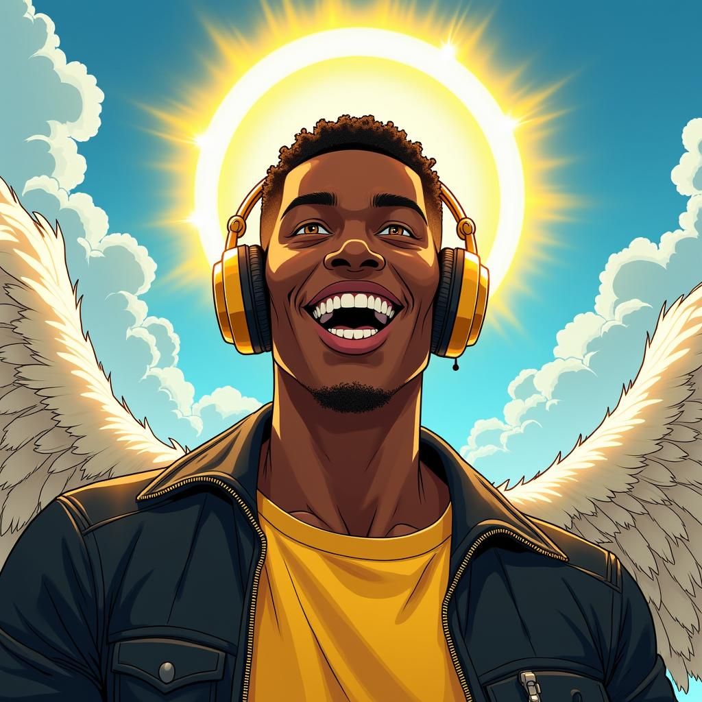 African American Angel in Comic Book Style