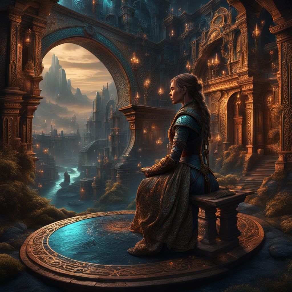 Woman in a Nightmare: Detailed Matte Painting