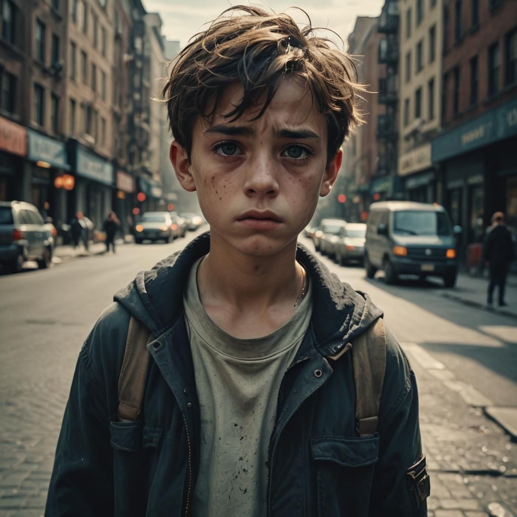 Sad Boy Portrait in Moody Cinematic Style