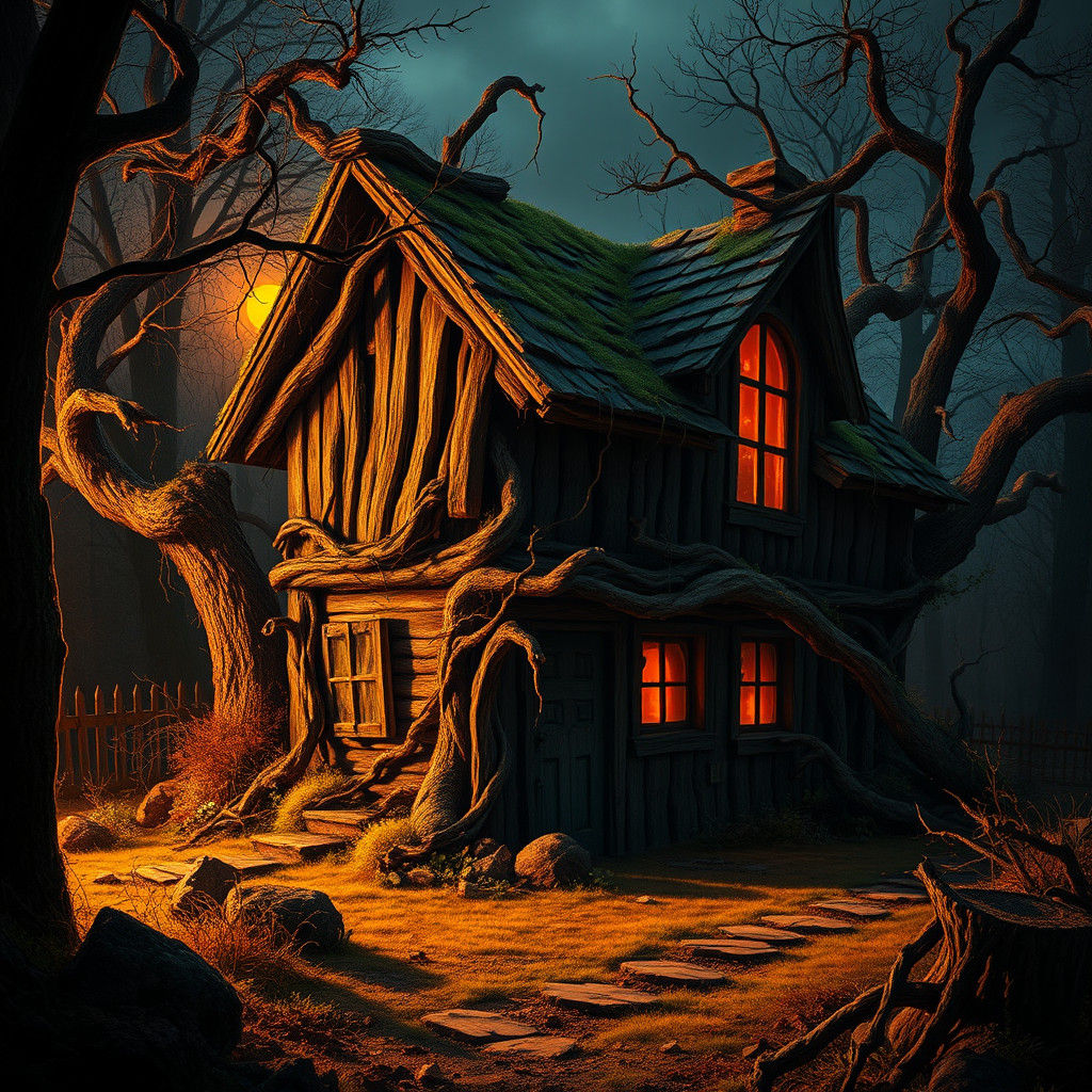 Foreboding Cottage in Hyperrealistic Style