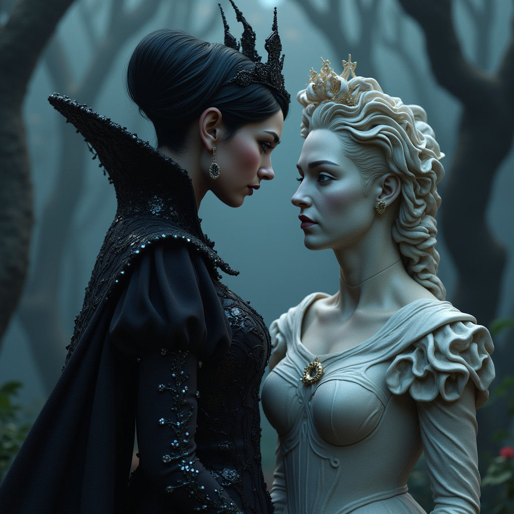 Evil Queen's Triumph: Snow White as Marble Statue