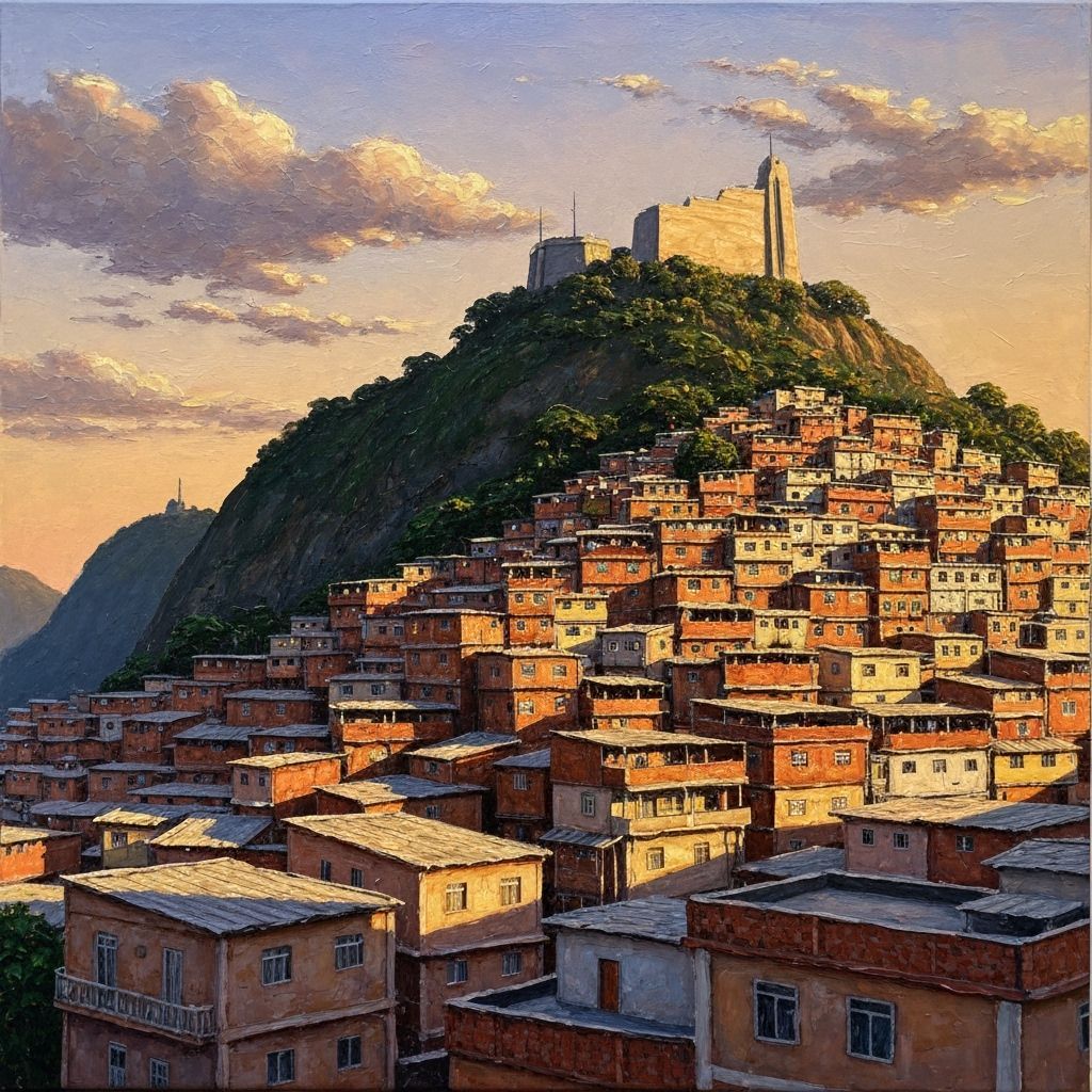 Vibrant Corcovado Hill Impasto Painting at Sunset