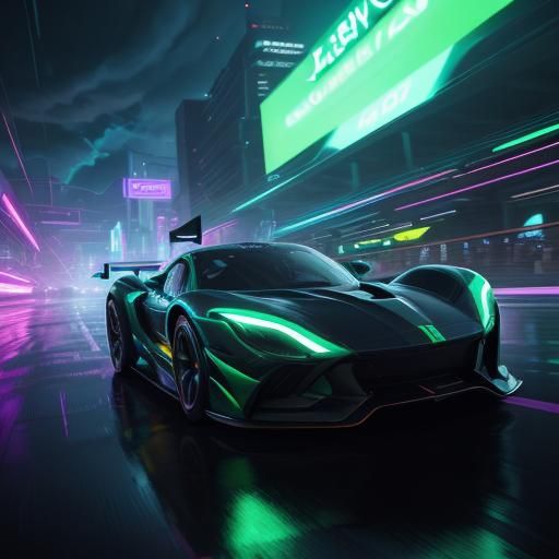 Futuristic Dragon Car on Floating Circuit