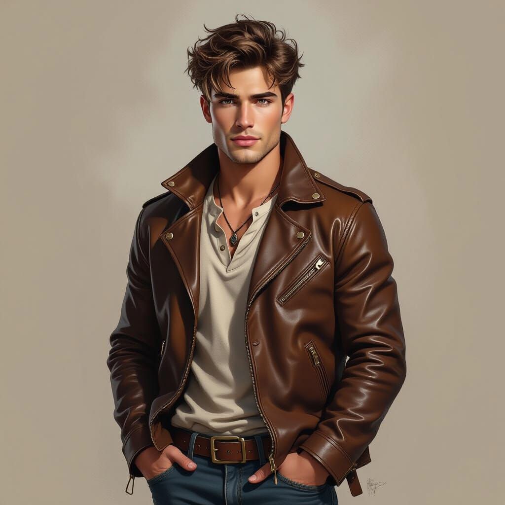 Handsome Fantasy Boy with Messy Hair and Hazel Eyes