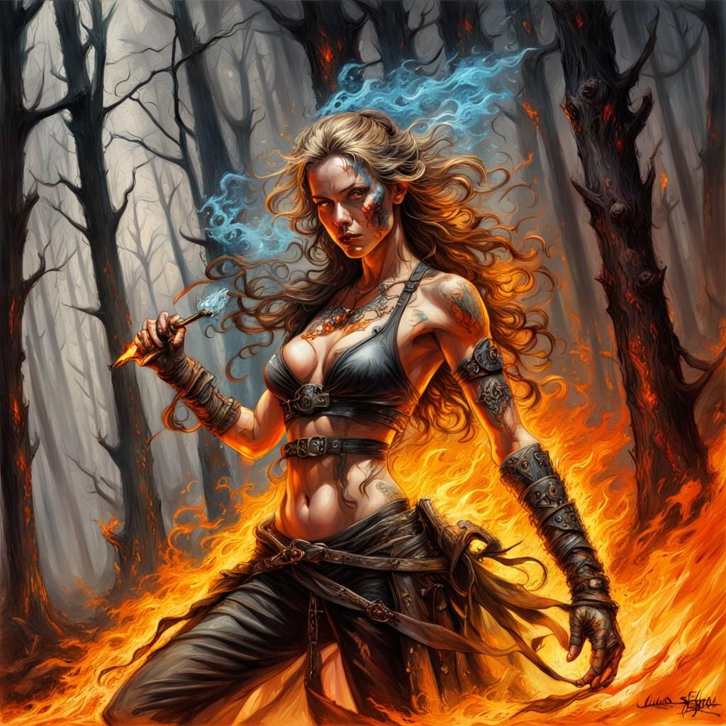 Hangman in Ring of Fire, Luis Royo Style