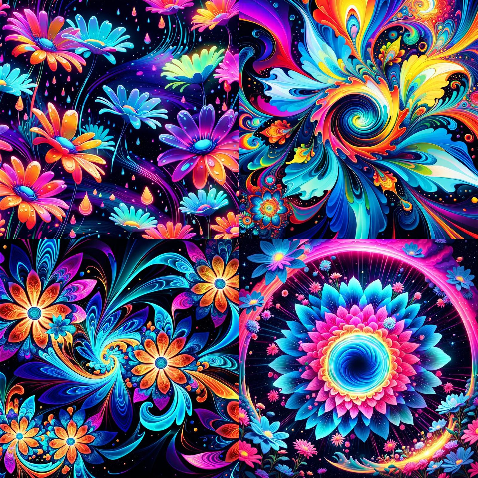 Psychedelic Video of Swirling Neon Patterns