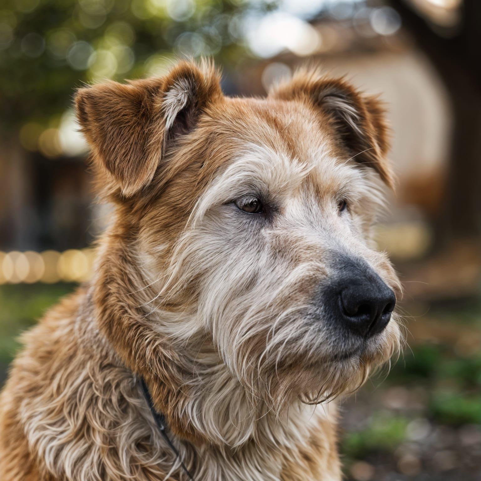 Candid Closeup of a Curly-Haired Dog