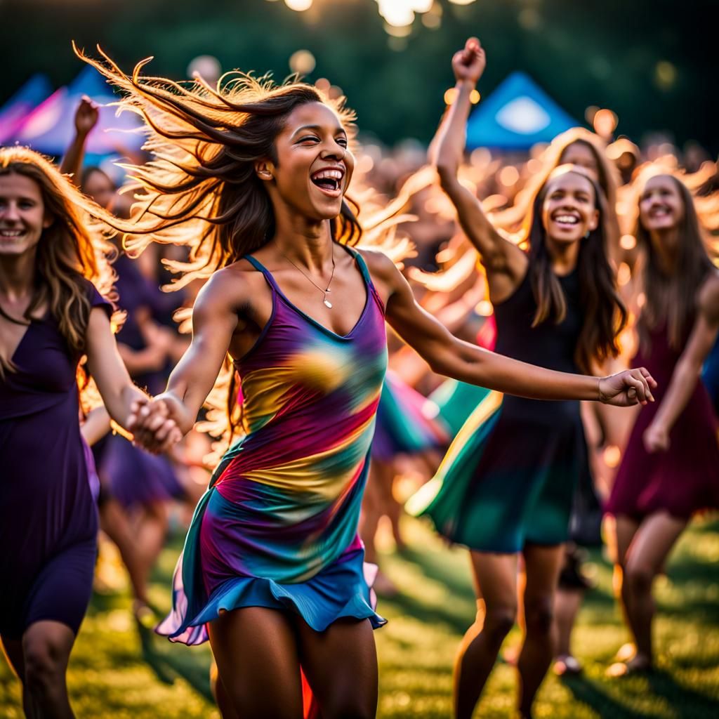 Colorful Grateful Dead Concert: Dancing Women