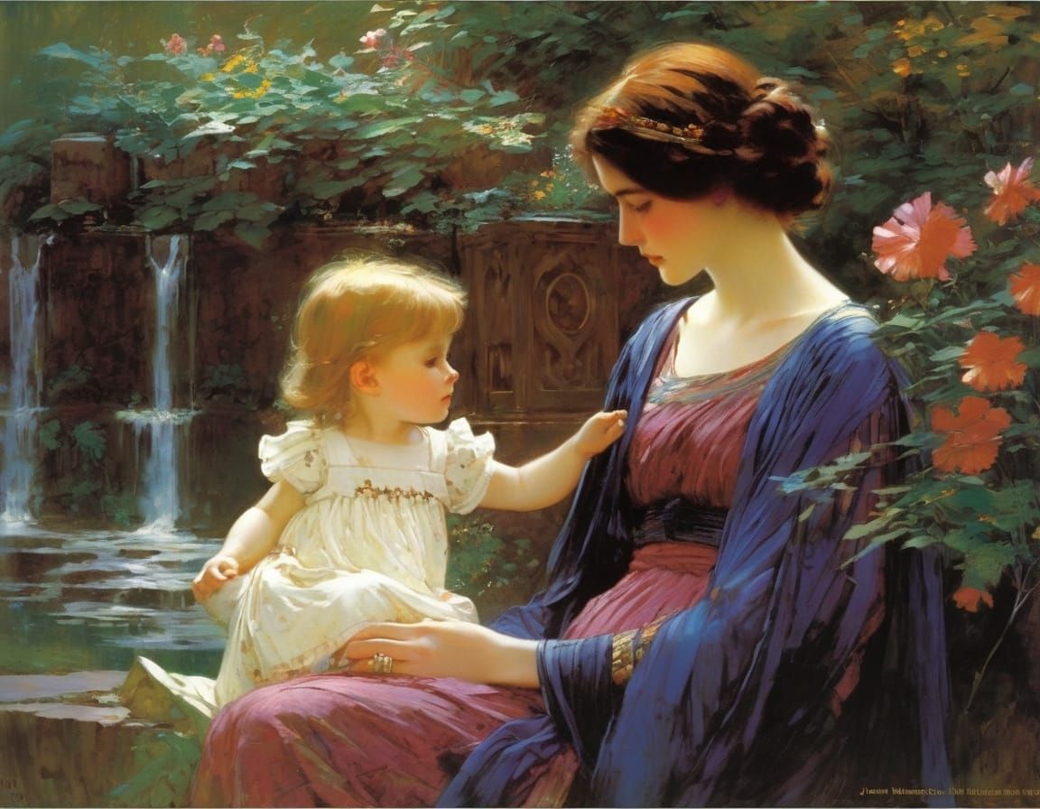 Surreal Mother Goddess in Elegant Victorian Style