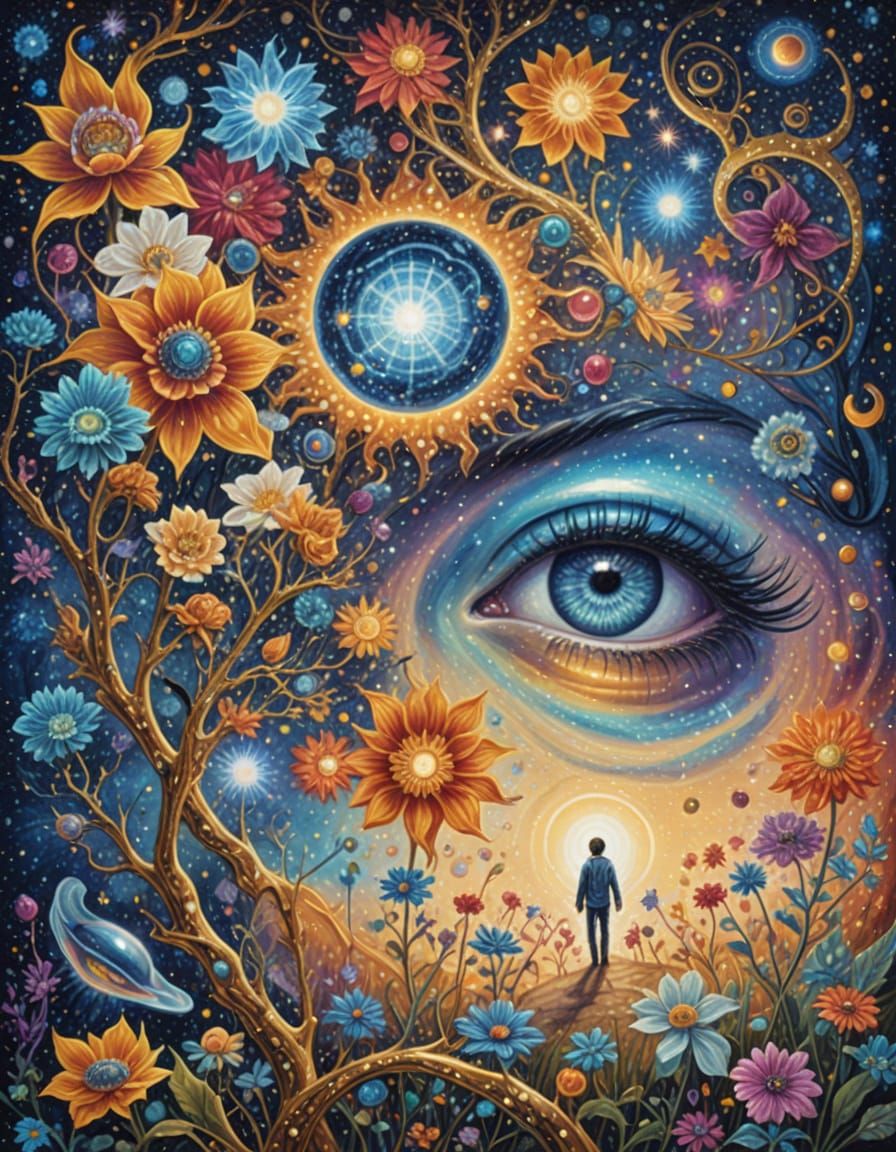 Extraterrestrial Flowers with Sparkling Blossoms: Surreal As...