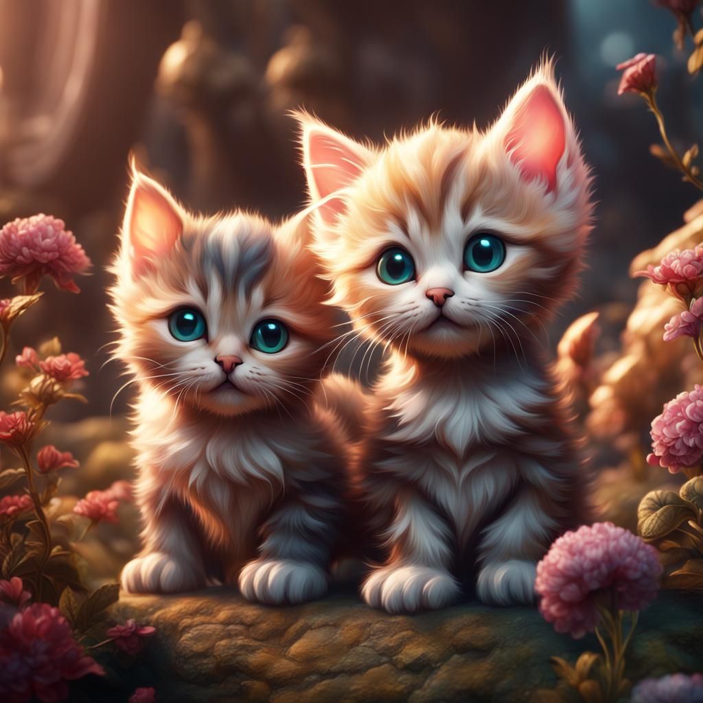 Cute Kittens in Detailed Fantasy Concept Art