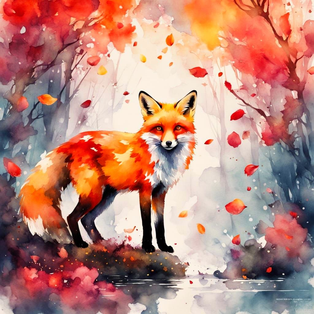 Red Fox in Enchanted Forest: Painterly Style