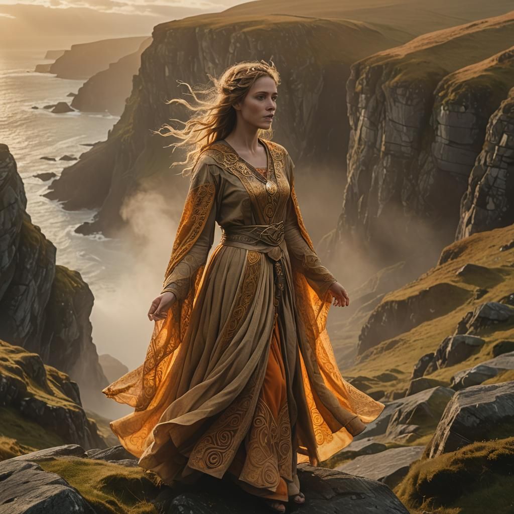 Celtic Sun Goddess Áine in Golden Hour