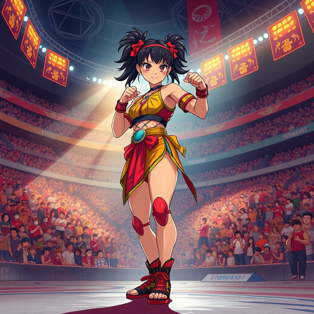 Togolese Wrestler in Anime Style Tournament Arena