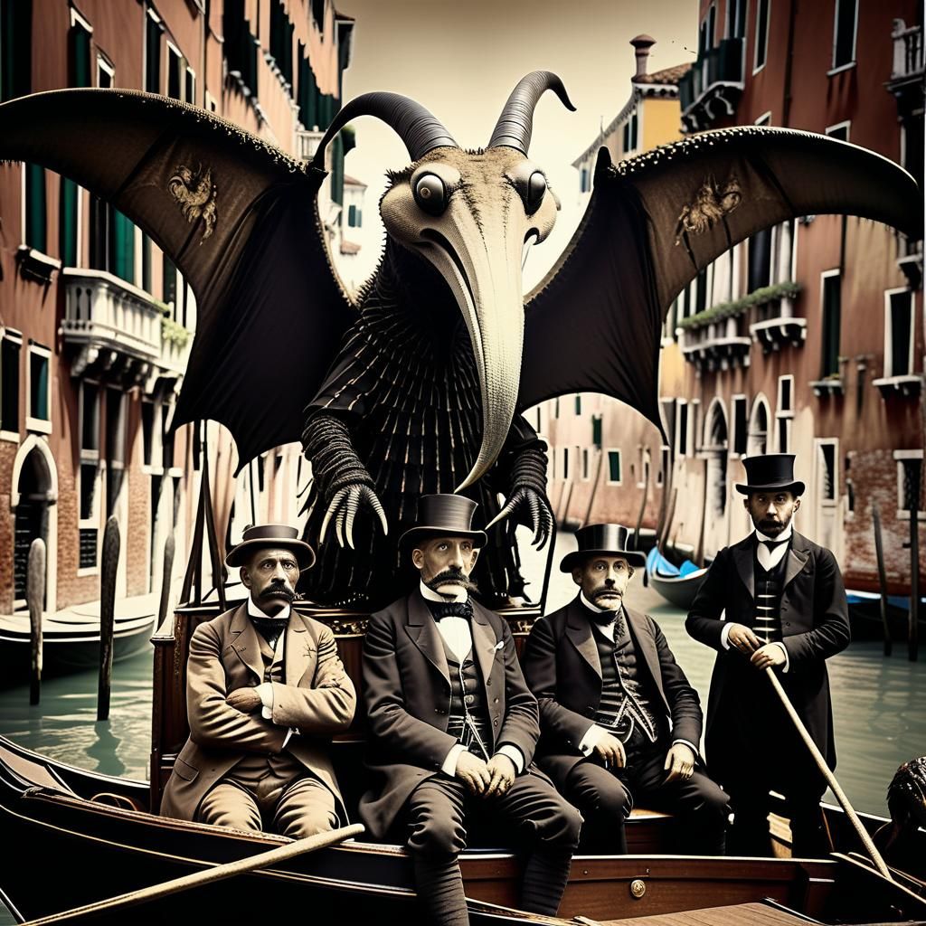 Lovecraftian Monster in Venice: Sepia Photograph