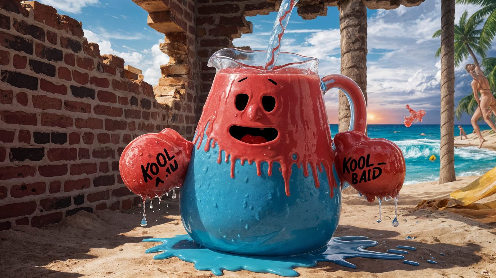 "Kool-Aid Man" melting in the surreal heat