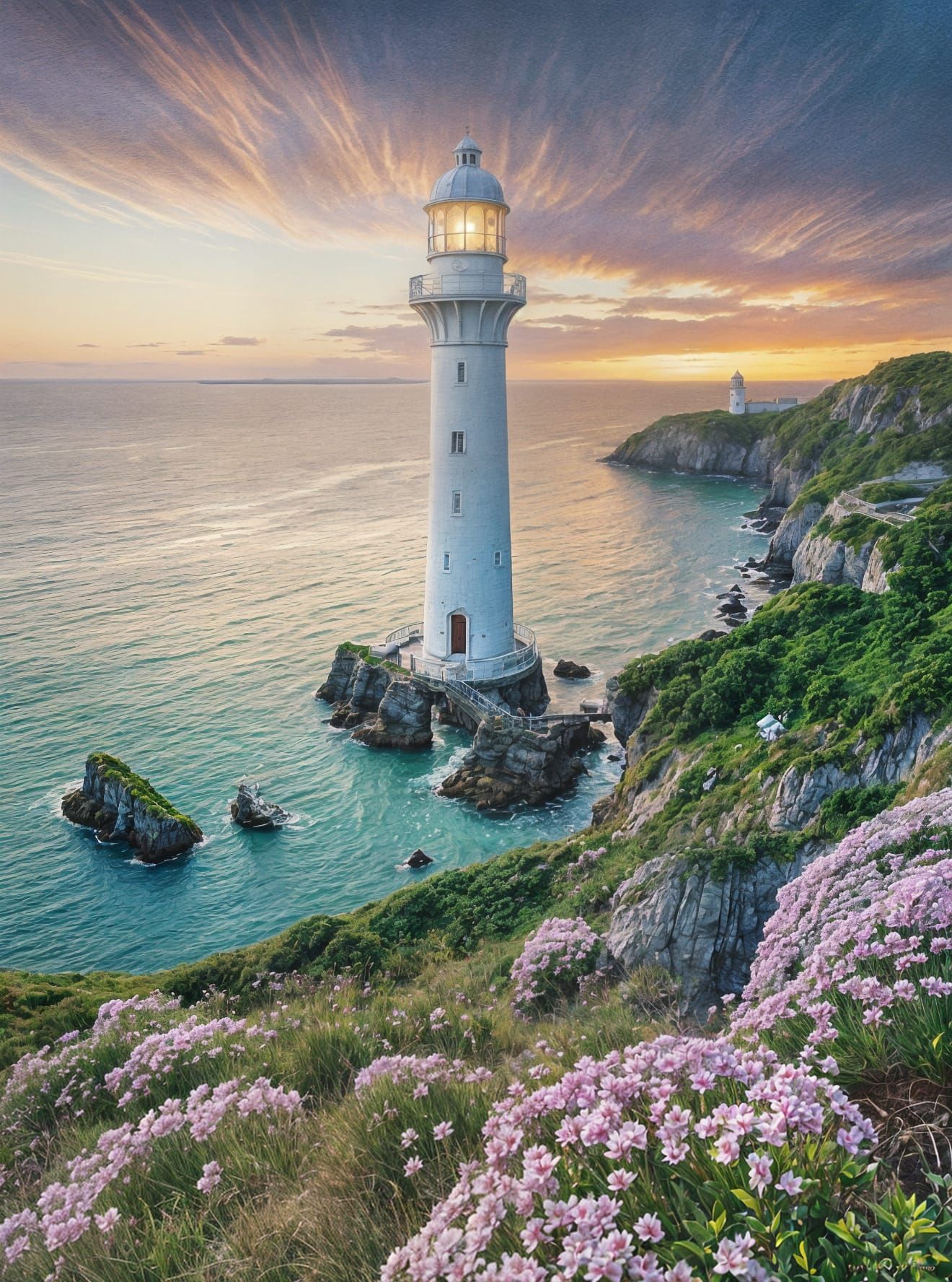 Dreamy Impressionist Lighthouse on Anglesey Coast