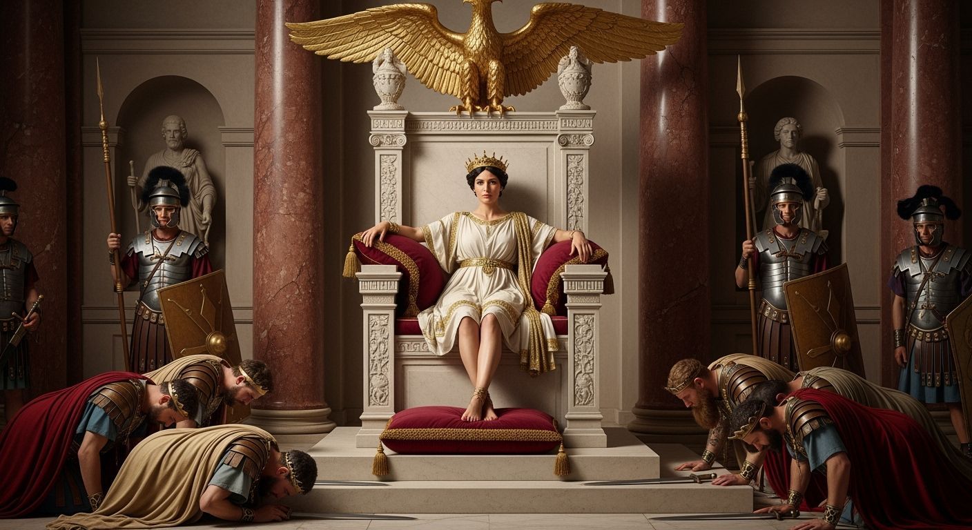 Empress Messalina on Emerald and Gold Throne