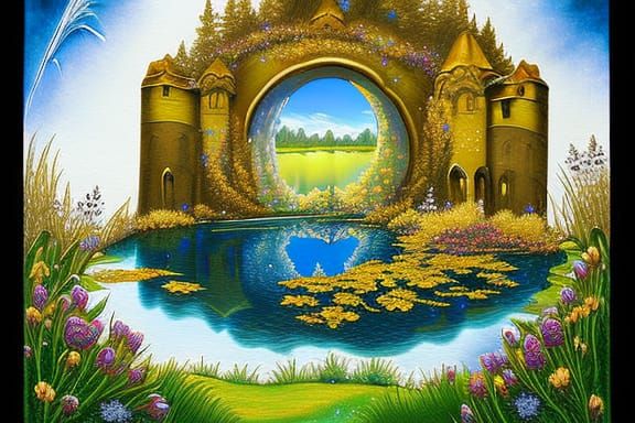 Castle Portal in Flowery Wine Glass