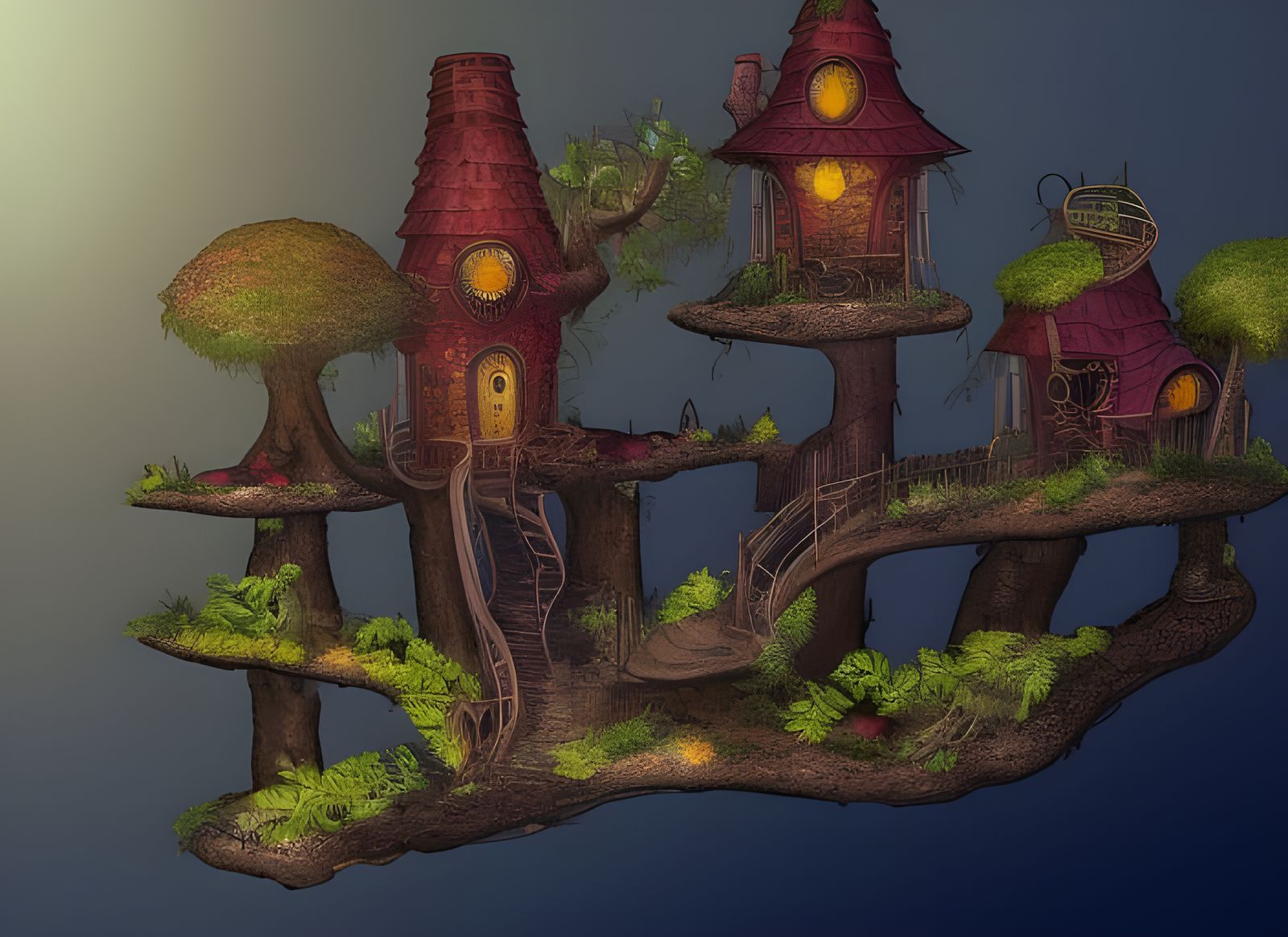 Magical Elven Treehouse Tower in Fall Colors