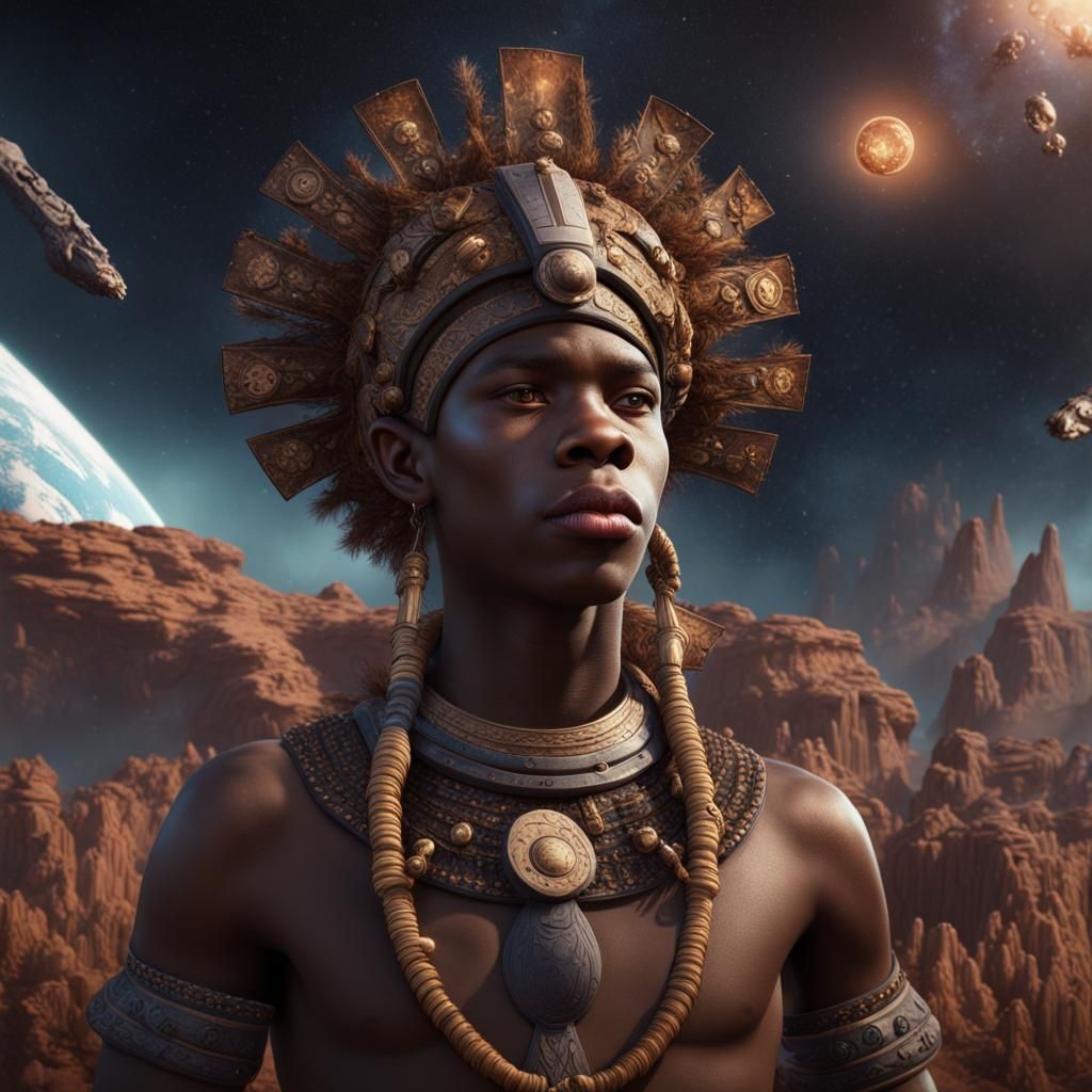 Zulu Boy Among Ancestors in the Cosmos
