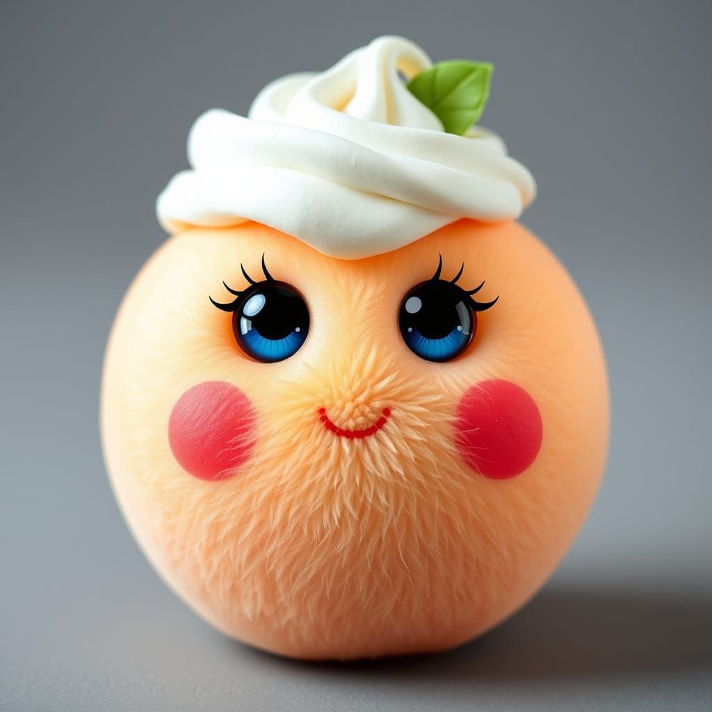 Sweet Peach Girl with Fluffy Whipped Cream Hair