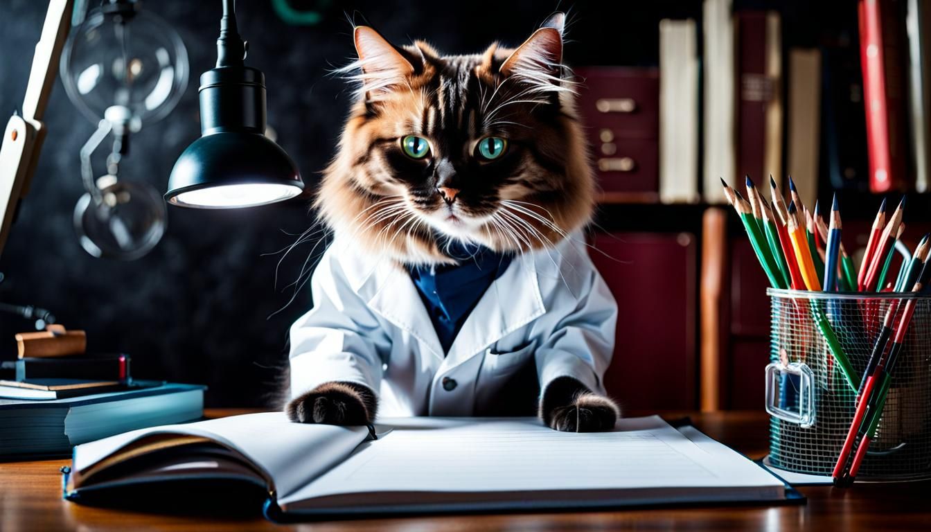 Mad Scientist Cat Plans World Domination
