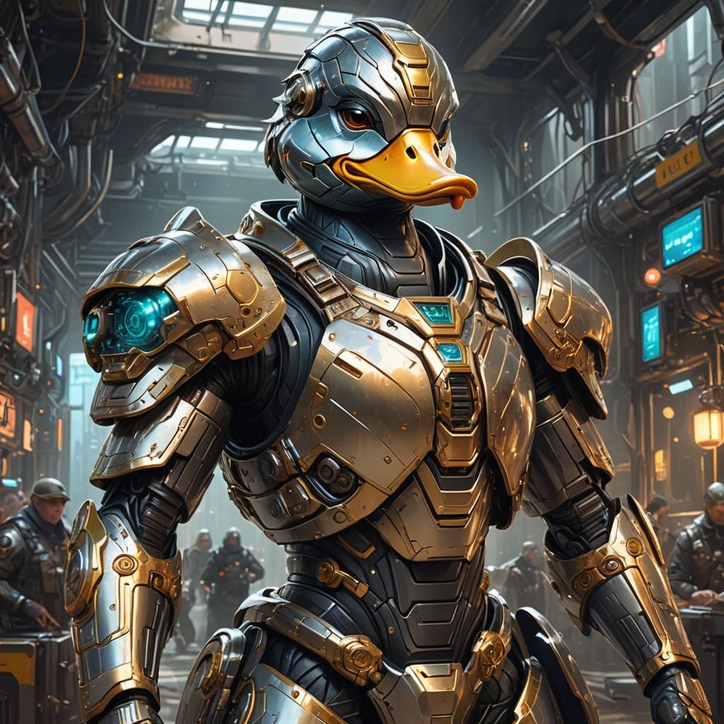Cybernetic Duck in Sci-Fi Armor