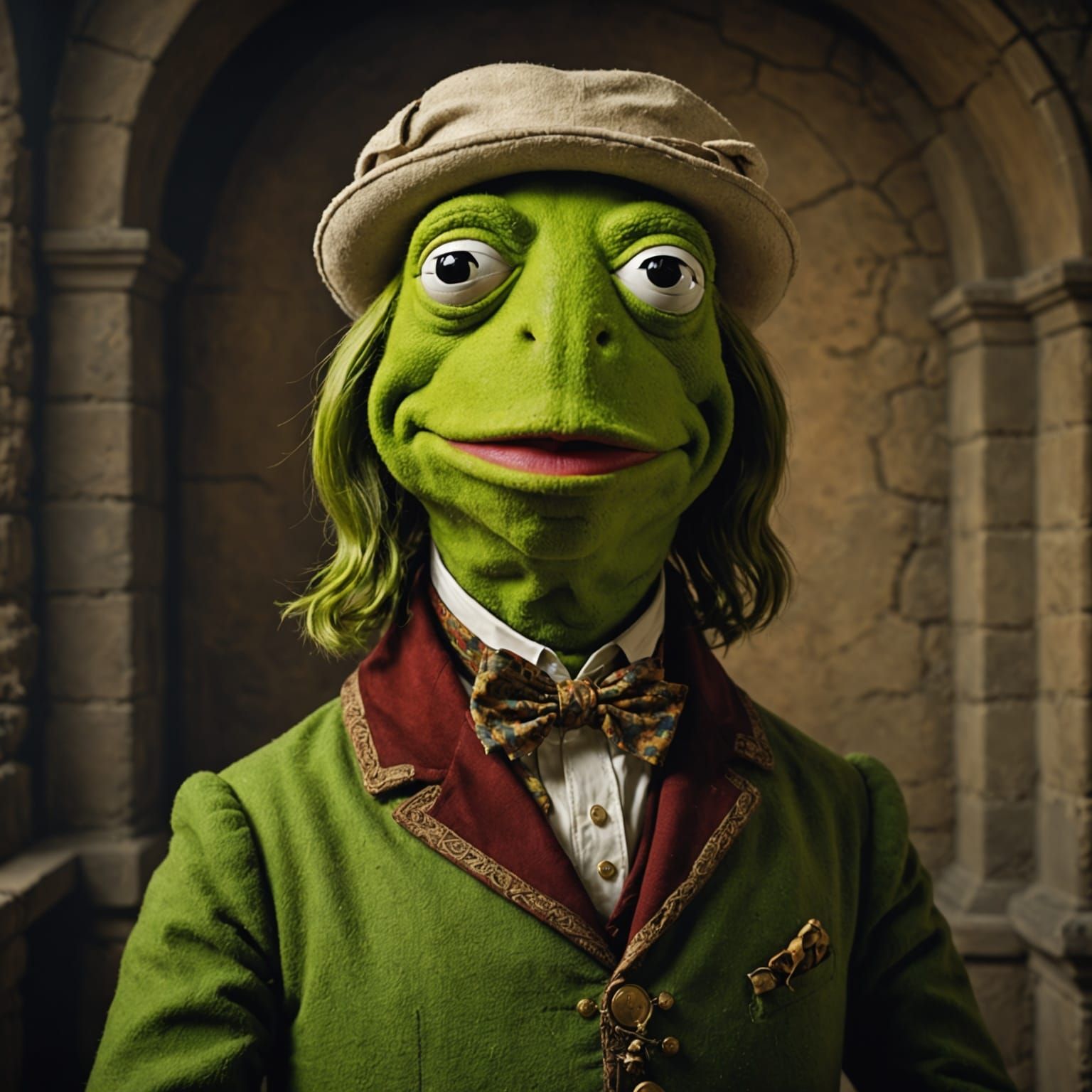 Kermit the Frog as Salvador Dali in Medieval Style