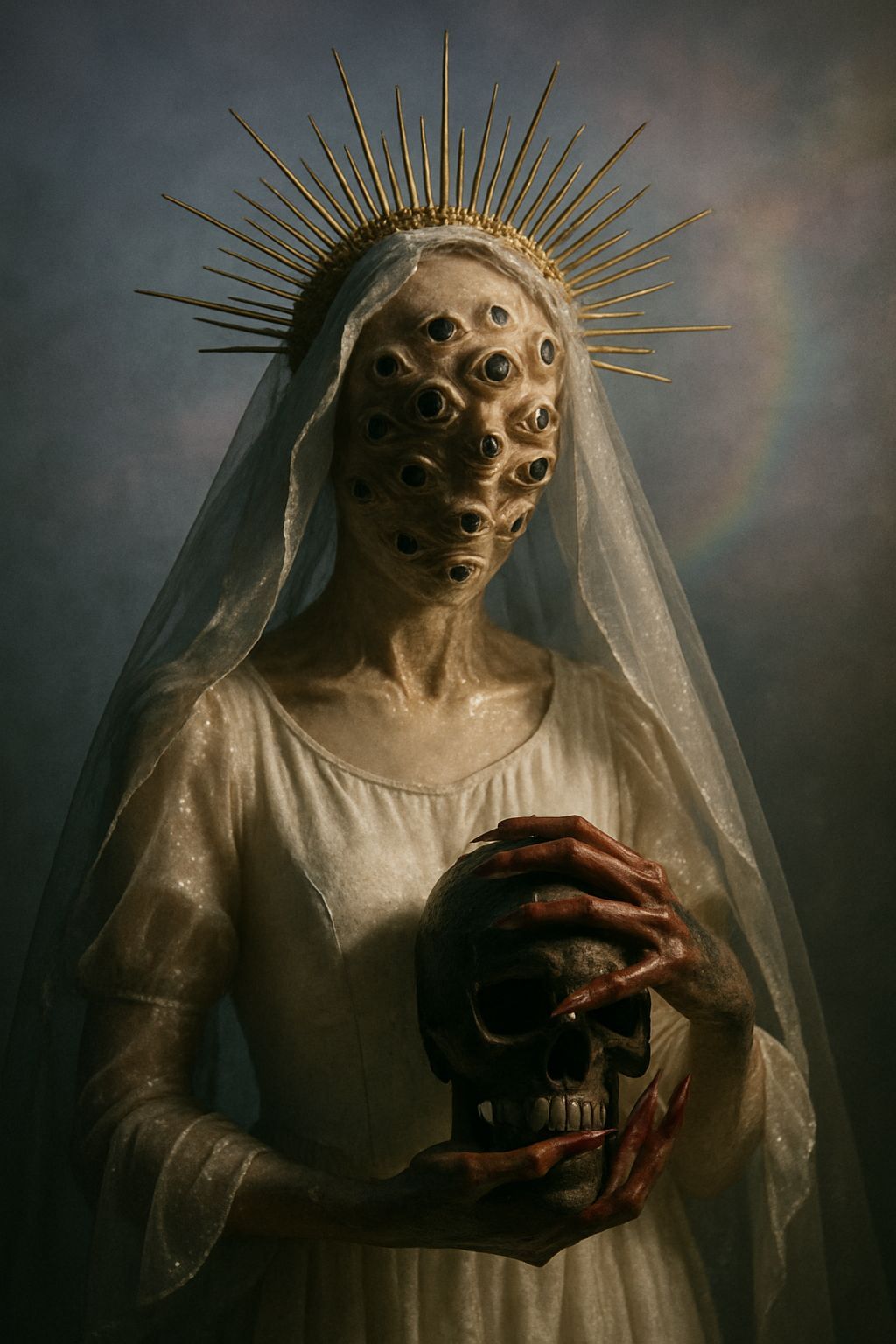 Eerie Bride with Skull in Gothic Fantasy Style